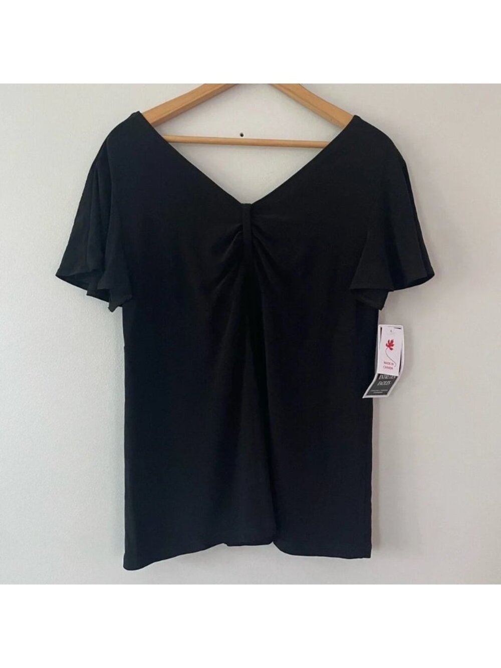 NEW Marallis Black Stretch Flare Sleeve Top - Large - Picture 2 of 5